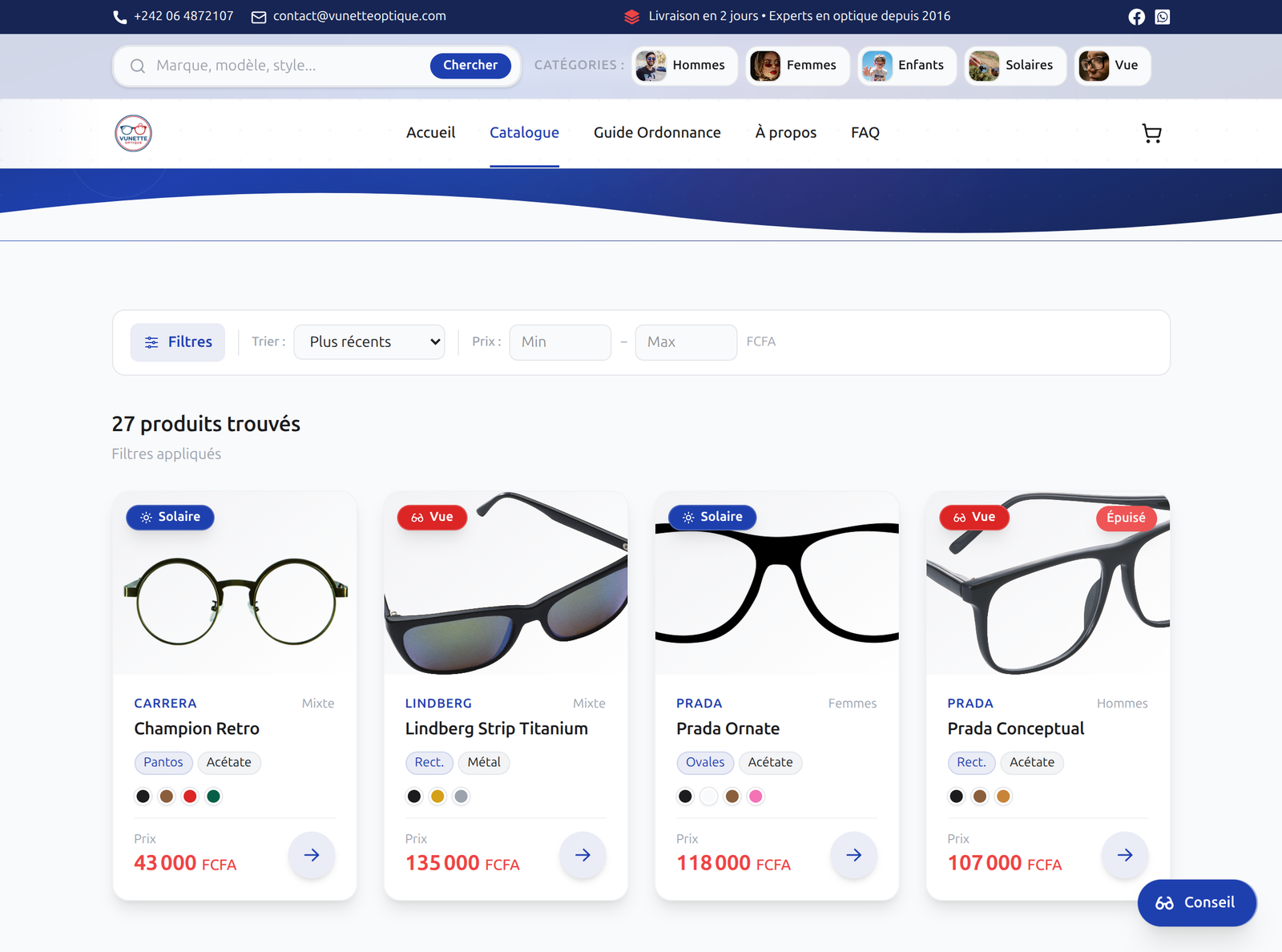 Screenshot 2 de Vunette Optique - E-Commerce de Lunetterie